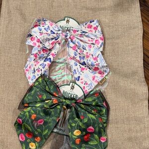 Wicked scunci Floral Print Bow Clips in Pink, Blue & Green bundle of 2
